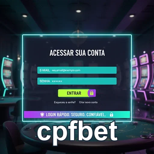 Tela de login do cpfbet com slots ao fundo.
