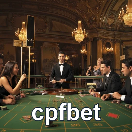 Jogadores em mesa de cassino com marca cpfbet visível.