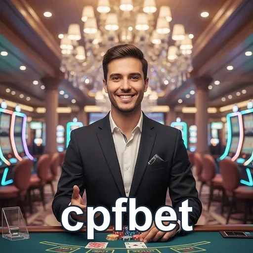 Profissional em cassino da cpfbet com cartas e fichas.