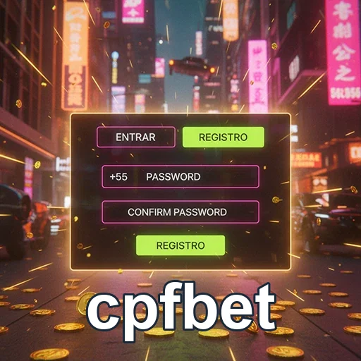 Tela de login da cpfbet com opções de registro e acesso.