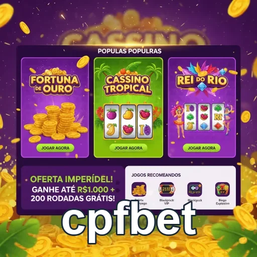 Tela da cpfbet com ofertas de bônus e jogos populares.
