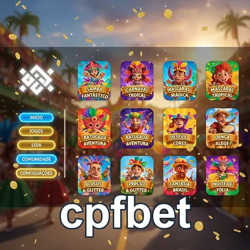 Interface de jogos VIP do cpfbet em celular, com temas de Carnaval.